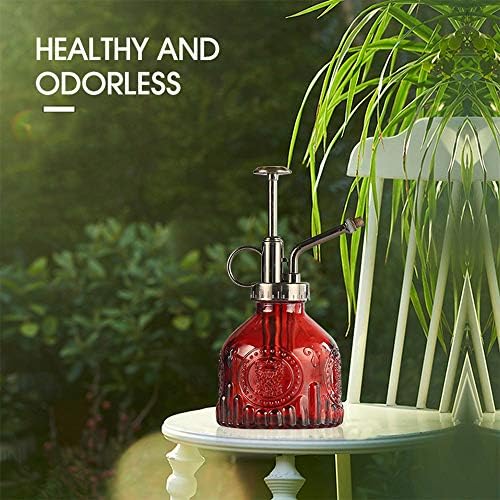 Plant Mister Glass Spray Bottle Small Plant Watering Can 6.4" Tall Retro Indoor Watering Can Bronze Plastic Top Pump for Garden Indoor Plant Sprayer (Red) - Image 5
