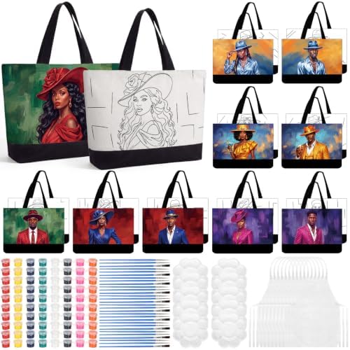 Locmeo 10 Set Paint and Sip Canvas Bags Pre Drawn Kit,Couples by Locmeo