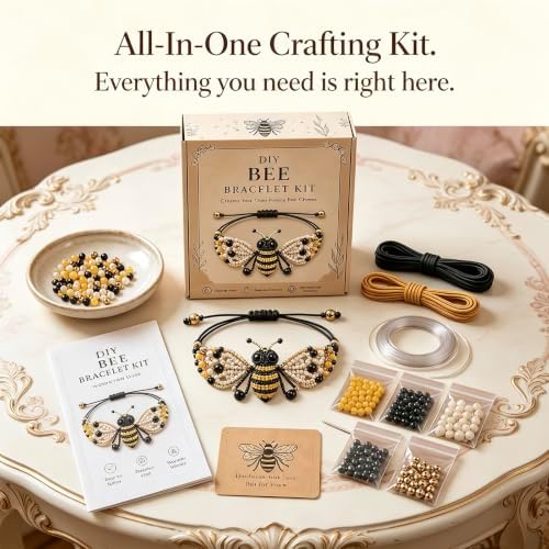 RYCHEENI DIY Beaded Bracelet Kit for Adults, Beginner Jewelry Making Craft Set with Instruction Guide, 3D Animal Beadwork Project, Complete Supplies for Women and Craft Lovers (Bee) - Image 2