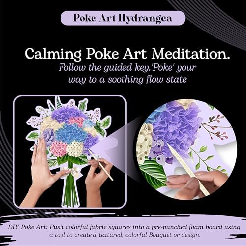 Unwynd Poke Art Hydrangea Flower Bouquet Kit for Adults, Women and Teens - Image 4