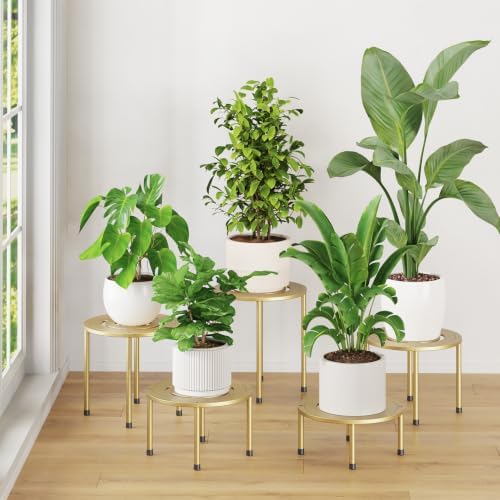 iDavosic.ly 5-Pack Metal Plant Stands for Indoor Outdoor, 10'' Small Gold by iDavosicly