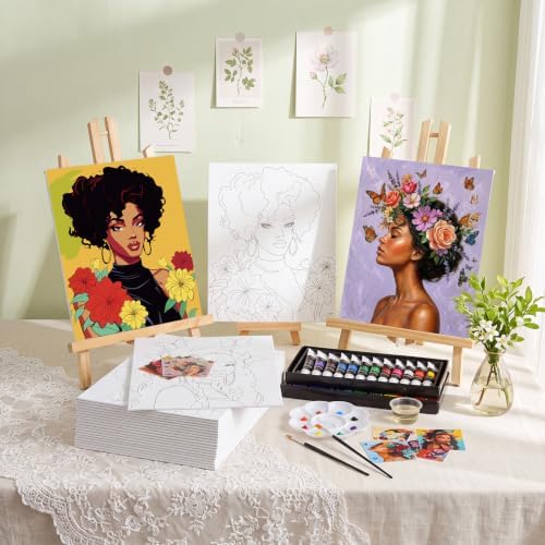 Cholemy 148 Pcs 24 Set Pre Drawn Canvas Paint Kit Adults, Artistic Women - Image 2
