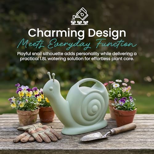 Union Products Snail Watering Can with Built-in Handle, 1.8L Capacity, Light Green - Ideal for Houseplants, Herbs, and Small Garden Beds - Image 2