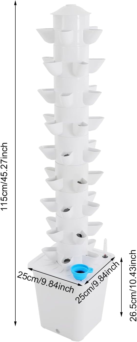 Hydroponic Growing System, 45 Pods Vertical 9 Tiers Hydroponic Tower, Home Hydronic Garden with Water Pump, Water Circulation Plants Germination Kit for Indoor Herbs Fruits & Vegetables