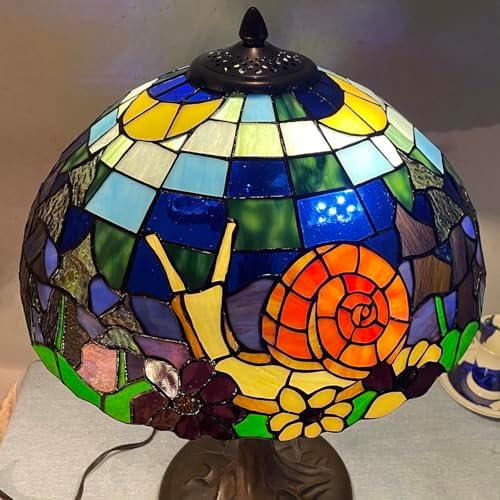 Bieye L13007 Land Snail Tiffany Style Stained Glass Table Lamp, 16Wx23H - Image 4