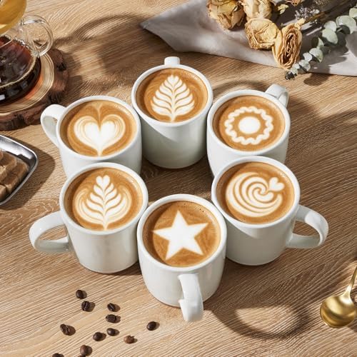 E-far Ceramic Coffee Mug Set of 6, 12oz Modern Coffee Cups, Speckled White - Image 4