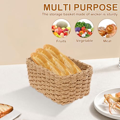 3Pcs Small Wicker Baskets, Small Woven Baskets for Organizing, Woven Storage Basket, Multipurpose Container Tabtop Bins, Desk Organizer for Shelves Bathroom Living Room - Image 3