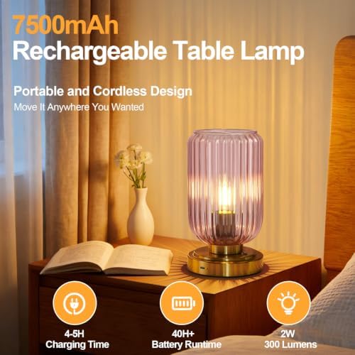 LightRound Cordless Table Lamp for Bedroom, Touch Stepless Dimmable - Image 2