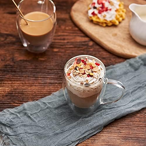 MEWAY 16oz/4 pack Coffee Mugs,Thickened Clear Glass Double Wall Cup with handle for Coffee, Tea, Latte, Cappuccino (16 oz，4) - Image 4