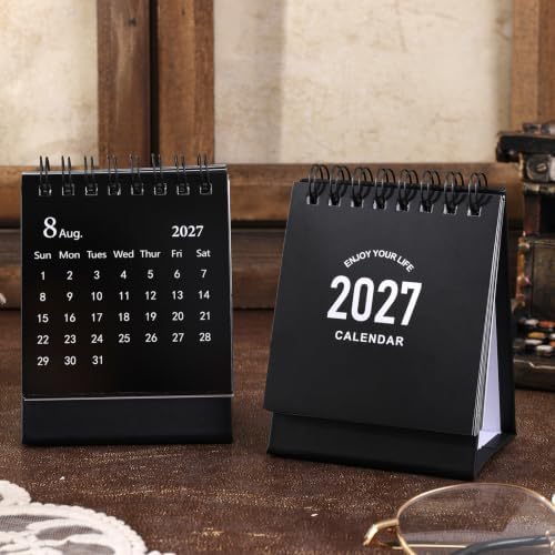 Mini Desk Calendar 2027-2028 - Use January 2027 to June 2028, Small Standing Desk Calendars with Stickers for Home Office School, 250gsm Thick Paper (Mini Black) - Image 5