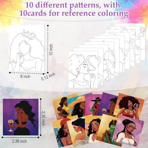 Ctosree 72 Pcs Fashion Women Paint and Sip Kit for Adults 8'' x 10'' Pre Drawn Canvas for Painting DIY Pre Printed Canvas for Party Favor Acrylic Painting Kit Wood Easel Brushes Date Night Bulk - Image 3