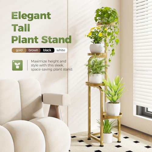 Bamworld Corner Plant Stand Indoor Outdoor Tall Metal Flower Pot Stands - Image 2
