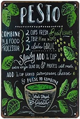 Food Vintage Tin Sign - Pesto Retro Metel Sign - Wall Decor wall sign for Kitchen Bakery Cafe Restaurant by TREEPERI
