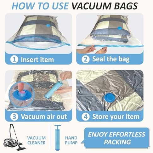 Vacuum Storage Bags with Hand Pump, Vacuum Seal Space Saver Bags,12 Large - Image 7