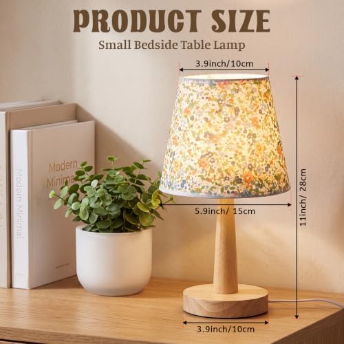 Gerrii 4 Pack Small Bedside Table Lamps, Wood Base, USB Plug - Image 3