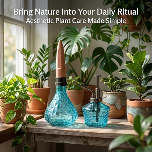 Topadorn Glass Plant Mister & Self Watering Globe Set, Indoor Plant Care Kit with Terracotta Watering Spike for Houseplants, Succulents & Plant Lovers - Image 6