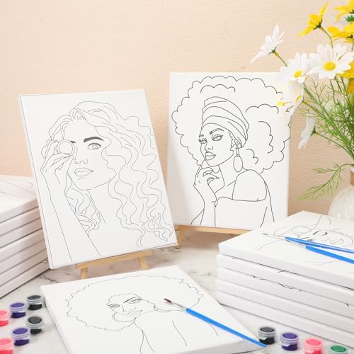Sherr 75 Pcs 15 Set Pre Drawn Canvas Kit for Painting Craft Sip Paint Kit - Image 6