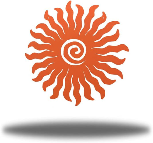 Riverside Designs Sunburst Metal Wall Art Steel Outdoor Decor - Heavy-Duty and Waterproof - Made in USA (30", Coral)