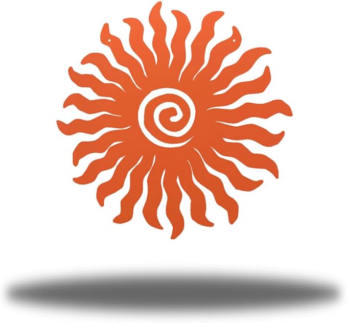 Riverside Designs Sunburst Metal Wall Art Steel Outdoor Decor - Heavy-Duty and Waterproof - Made in USA (12", Coral)