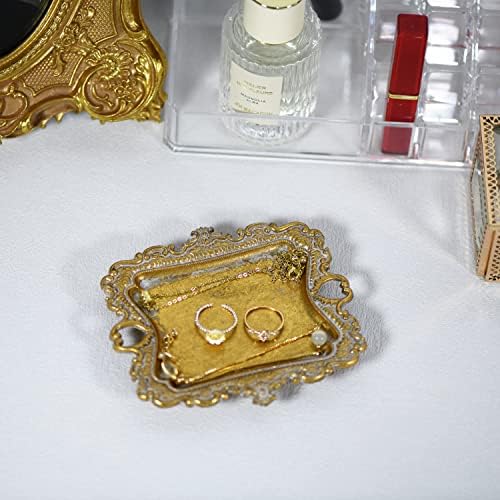 Funly mee Antique Trinket Dish Vintage Jewelry Tray, Ring Holder (Gold, Small (Pack of 2)) - Image 4
