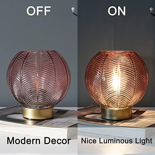LUSHARBOR Battery Operated Decorative Glass Table Lamp with Timer Red - Image 6