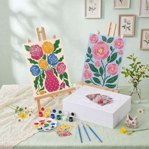 Sherr 24 Pcs Pre Drawn Canvas for Adult, Abstract Flower, 8 x 10 Inch - Image 4