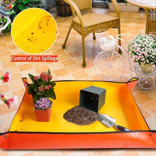 HNXTYAOB Large Potting Mat for House Plants Transplanting and Soil Mix Control Waterproof RepottingTray Gardening Tools Plant Gifts for Plant Lovers (39.5"X31.5") - Image 4