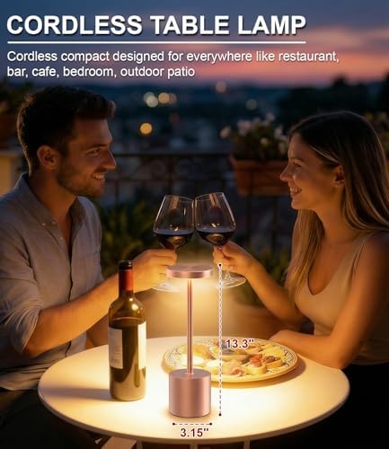 Cordless Table Lamps Rechargeable Set of 2, Portable LED Desk Lamp, 5000mAh Battery Powered Wireless Table Light - 3 Color Dimmable Lighting for Restaurant Dining Patio Outdoor Bedroom(Rose Gold) - Image 4