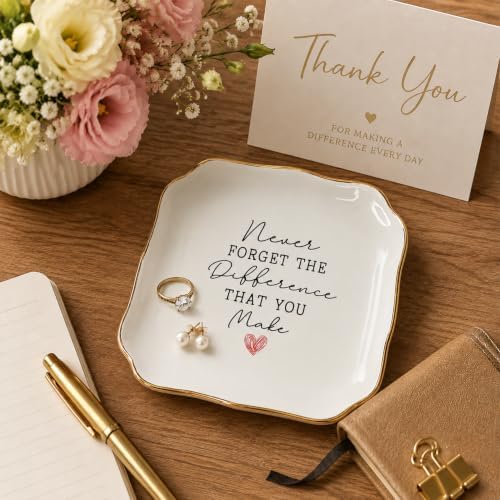 Teacher Appreciation Gifts for Women, Ceramic Ring Dish Tray - Image 3