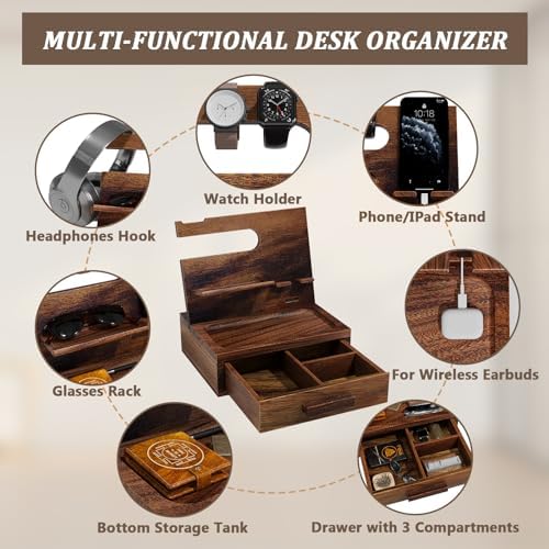 Semiochome Wooden Desktop Organizer, Desk Organizer with Drawers, Countertop Drawers Organizer, Tabletop Storage Organization Box for Office Desk Nightstand - Image 3