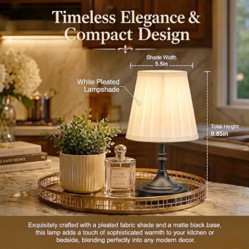 Balck Small Cordless Table Lamp Rechargeable - Kitchen Countertop Tabletop - Image 5