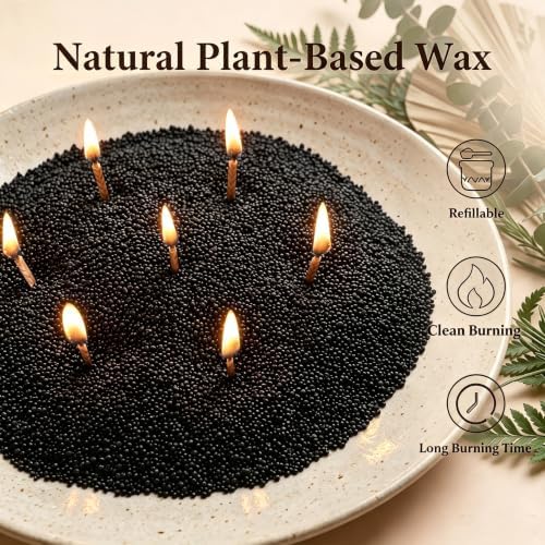 BISWYLBLJ 2lbs Black Candle Sand,Natural Pearled Candle with 50 Wicks - Image 2