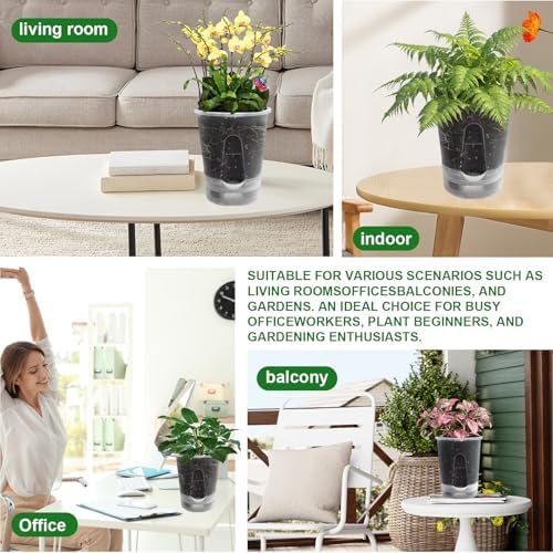 Cdd's Path Upgraded 5-Pack 6 Inch Naked Root Planter Self Watering Pots Set, Plant Pots with Holes for Indoor/Outdoor Plants with Watering Hole/Reservoir and Air Pipes, Clear - Image 5