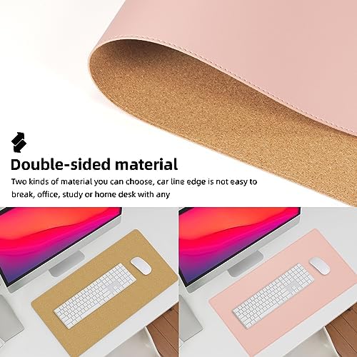 AFIING Cork Desk Mat, 31.5" x 17", Pink,Desk pad Protector - Image 3