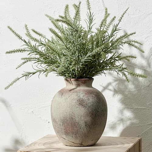 SIDUCAL Ceramic Decorative Flower Vase | 7.48 Inch Pottery Rustic Farmhouse Boho Vase for Home Decor, Table, Living Room, Bathroom, Coffee Desk, Shelf, Mantel Decoration, Wedding, Terra by SIDUCAL