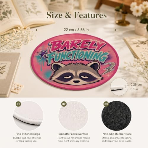 Funny Raccoon Round Mouse Pad, Saracatic Y2K Office Desk Decor - Image 6