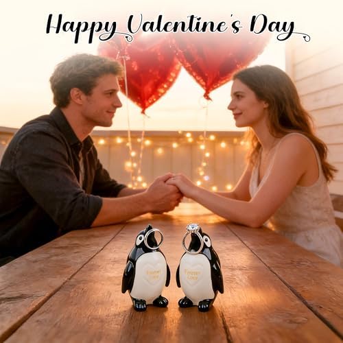 Penguin Gifts for Him Her Boyfriend Girlfriend, Set of 2 Ceramic Penguin Figurines Forever Love Anniversary Birthday Gifts for Women Men, Romantic Valentines Gift for Wife Husband Couples Cute Decor - Image 7