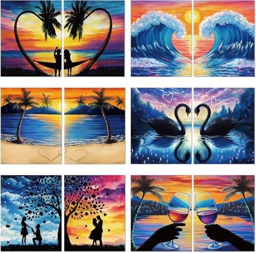 Ctosree 12 Pcs Pre Drawn Canvas for Painting,Romantic Encounter,8 x 10 Inch by Ctosree