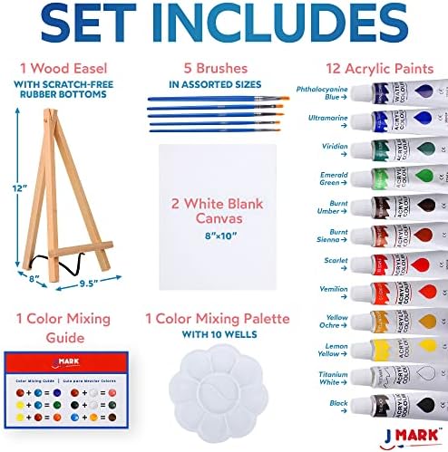J MARK Painting Set, Canvas and Paint Set - Paint Kits for Adults with Canvas, 8 x 10 in. Canvases, Brushes, Palette and More - Image 2