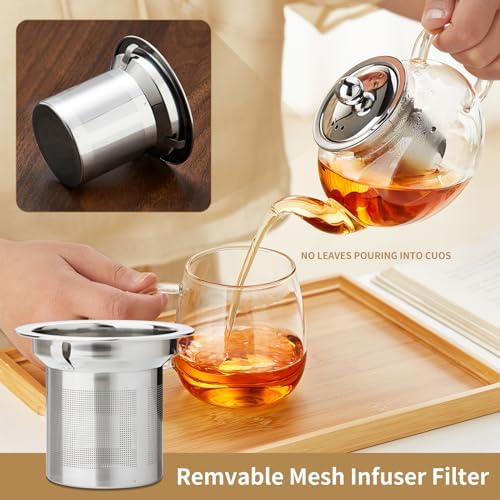 DOPUDO Small Glass Teapot with Infuser, 18 oz 530ml Borosilicate Tea Kettle - Image 4