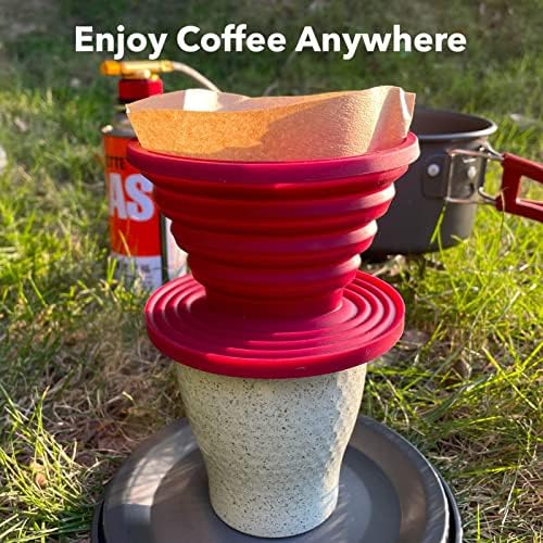 Attsky Collapsible Pour Over Coffee Dripper for Camping & Travel, Red - Image 3