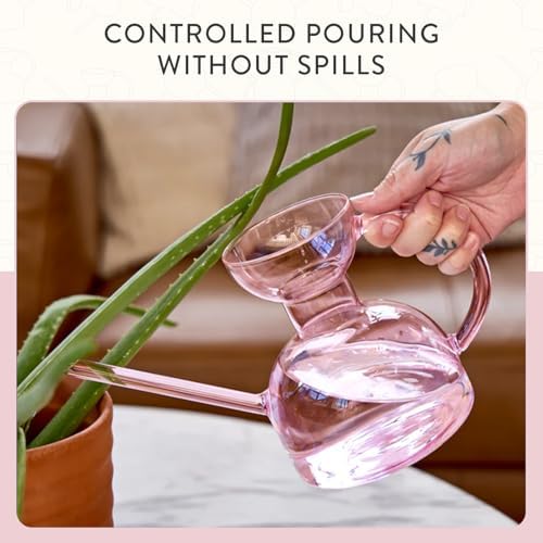 Modern Sprout Glass Watering Can - 32 oz - Long Spout Modern Decor (Blush) - Image 6
