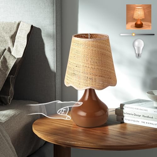 Ziqqeelam Brown Small Bedside Table Lamp for Bedroom, Farmhouse Bedroom Lamps for Nightstand, by Unknown