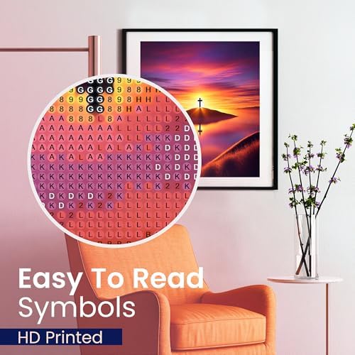 Jesus Diamond Art Kit Sunset Cross 5D Full Round Drill DIY Wall Decor 12x16 - Image 5