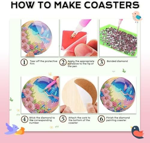 Leatrice 8 PCS Small Diamond Art Coasters Diamond Painting Kits for Adults - Image 3