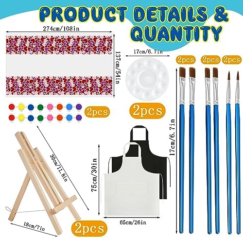 Yeaqee 13 Pcs Sip and Paint Kit for Adults Stretch Canvas Date Night Valentines Painting Kit Supplies Art Painting Set Outline Design Blank Stretch Canvas for Couple Party(Afro King Queen,8x10) - Image 2