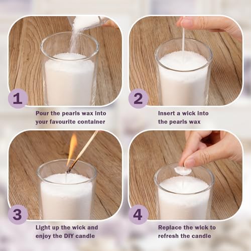 SCENTORINI Pearled Candle, 25.5 oz White Candle Sand with 15 Wicks - Image 4