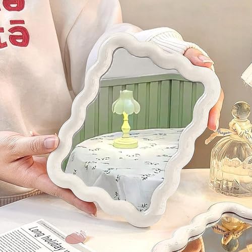 Wave Table Desk Vanity Makeup Mirror Small Make Up Office Mirror White - Image 4