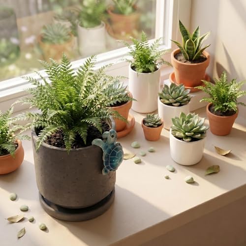 Nihow Ceramic Plant Pot with Cute Resin Figure for Idoor Plants, 5.75 Inch - Image 6