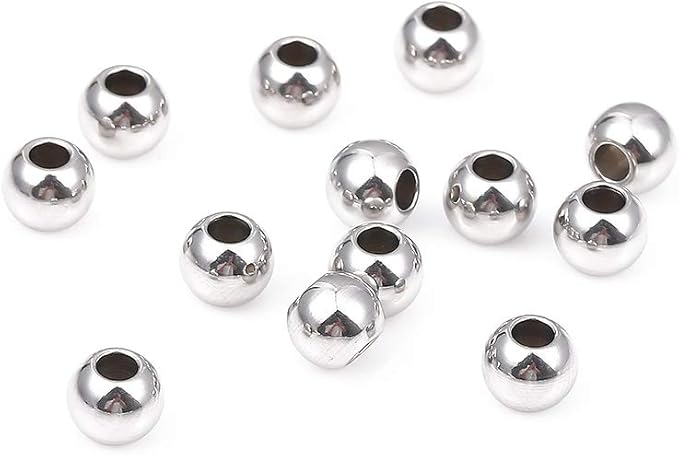 Stainless Steel Spacer Beads 6x5mm Round Loose Charm Caps Beads for DIY Jewelry Making 100pcs with 2.5mm Hole